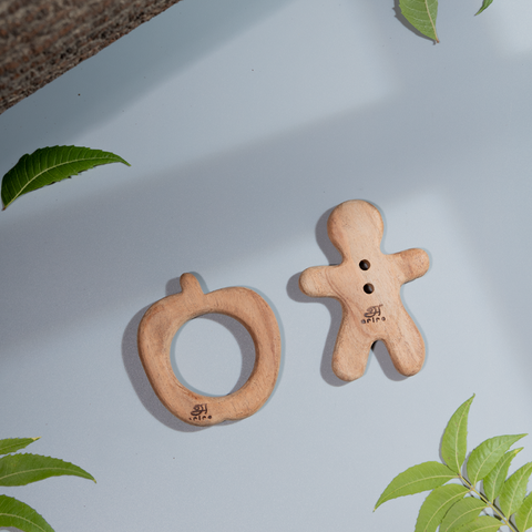 Wooden Teethers - Apple and Gingerbread Man