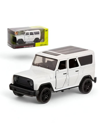 White - YA3 Hunter – Metal Die-Cast Jeep Pull-Back Car for Kids & Collectors | Russian Military-Style Off-Road Model Vehicle Scale 1:36 LMI15191.