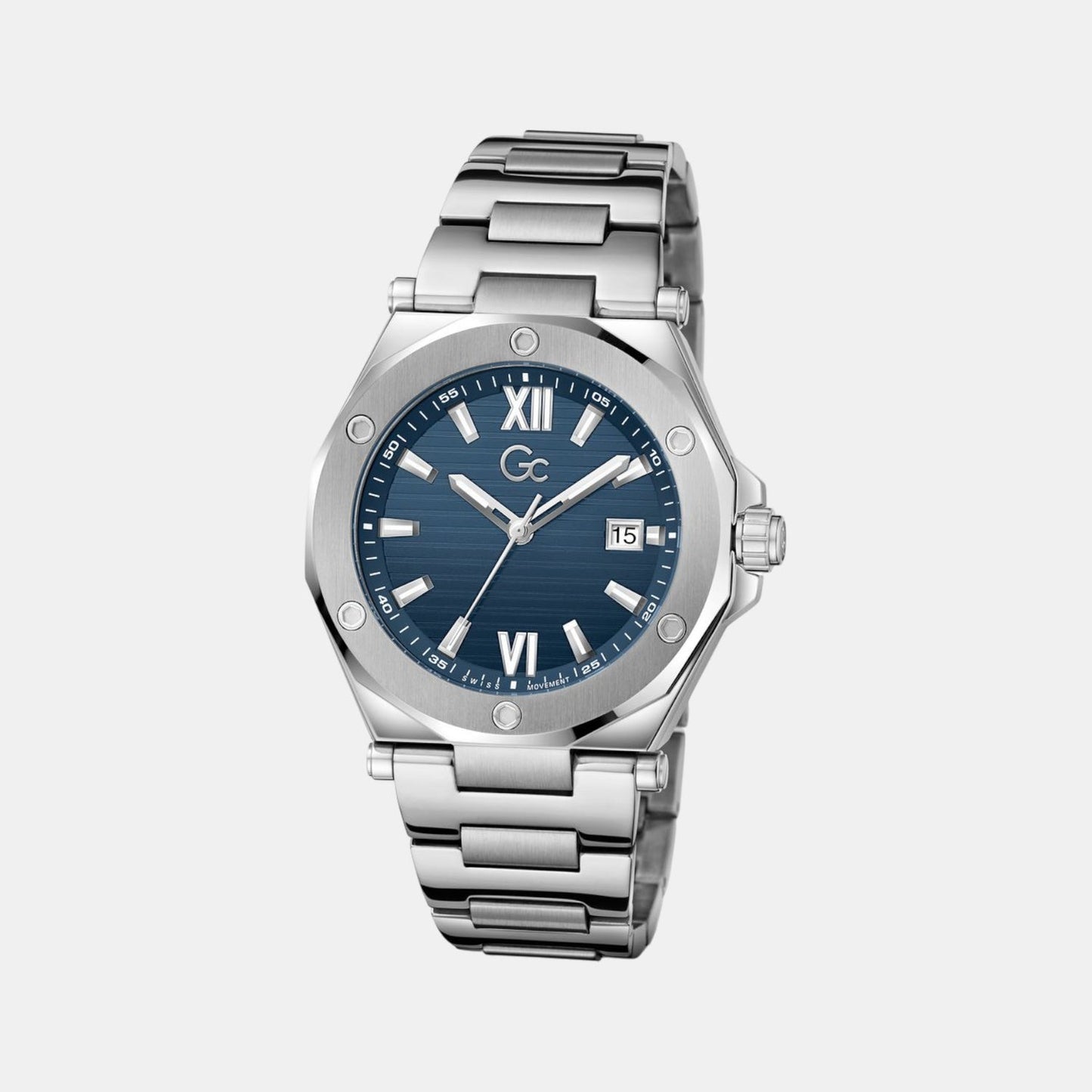 Dress Men Quartz Blue Dial Analog Stainless Steel Watch Z67001G7