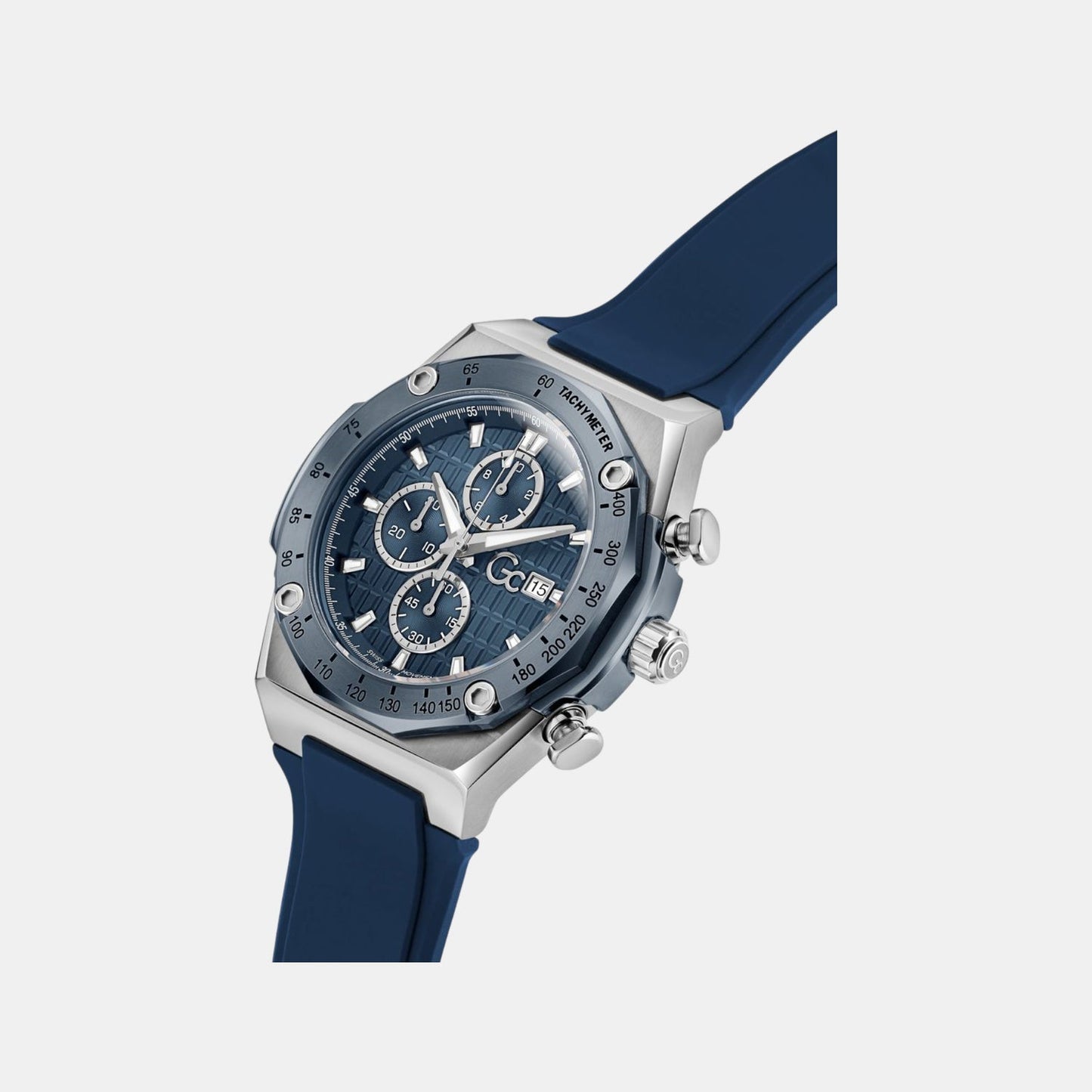 Sportchic Men Quartz Blue Dial Chronograph Silicone Watch Z68003G7