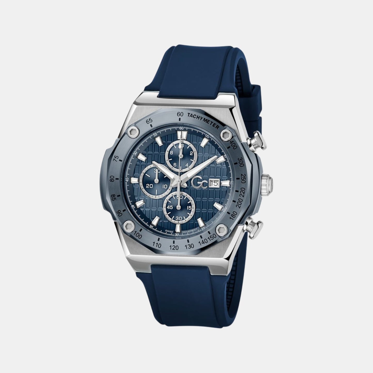 Sportchic Men Quartz Blue Dial Chronograph Silicone Watch Z68003G7