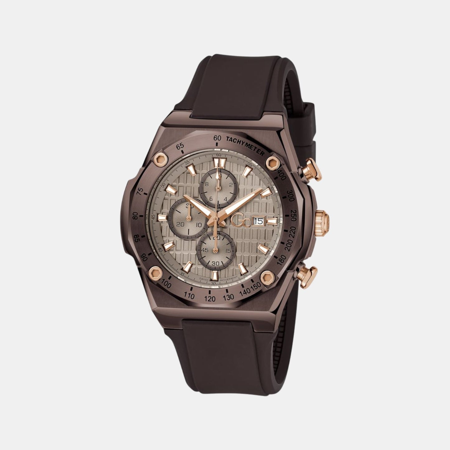 Sportchic Men Quartz Beige Dial Chronograph Silicone Watch Z68005G1