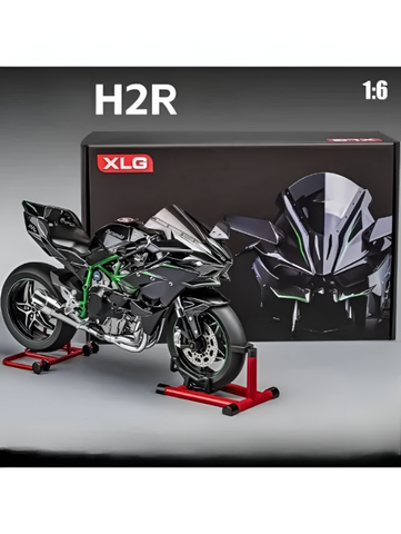 XLG 1/6 Scale Kawasaki Ninja H2R Diecast Motorcycle Model with Display Stand | Premium Collector's Die-Cast Bike (Black/Green) TV5905