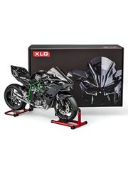 XLG 1/6 Scale Kawasaki Ninja H2R Diecast Motorcycle Model with Display Stand | Premium Collector's Die-Cast Bike (Black/Green) TV5905