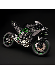 XLG 1/6 Scale Kawasaki Ninja H2R Diecast Motorcycle Model with Display Stand | Premium Collector's Die-Cast Bike (Black/Green) TV5905