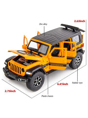 Wrangler Jeep Diecast Model Car – Scale 1:32 - Alloy Pull Back Toy with Lights & Sound | Off-Road Vehicle Collectible Gift for Kids - TV4896