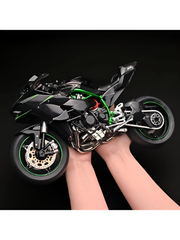 XLG 1/6 Scale Kawasaki Ninja H2R Diecast Motorcycle Model with Display Stand | Premium Collector's Die-Cast Bike (Black/Green) TV5905
