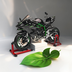 XLG 1/6 Scale Kawasaki Ninja H2R Diecast Motorcycle Model with Display Stand | Premium Collector's Die-Cast Bike (Black/Green) TV5905