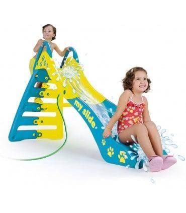 Injusa | My Firts Slide, Children 2-6 Years, Permanent Decoration, Water Slide Hose Inlet, Blue and Yellow