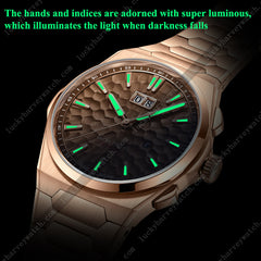 【Limited Edition 300pcs】Hammer Dial Big Date Automatic Winding Gold Brown Chiming Watch Lucky Harvey