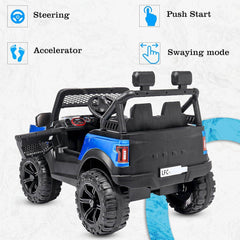 PATOYS | POBO Blue (1-8Yrs) Battery ride on kids car Jeep Battery Operated Ride On