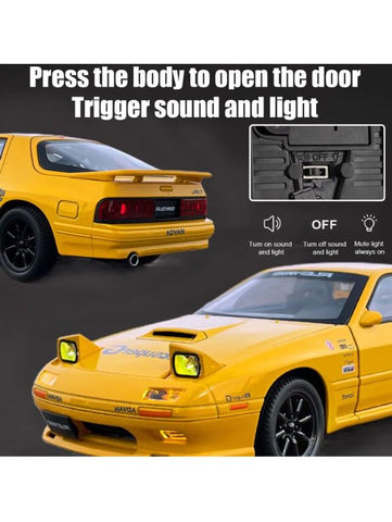 Yellow - Mazda RX-7 Elite Metal Diecast Car - Scale 1:32 - Alloy Edition