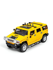Yellow - Hummer H2 Diecast Car – Premium Metal Collectible Model with Light & Sound | Die-Cast Toy Vehicle for Kids & Collectors - Scale 1:24 - MD1442.