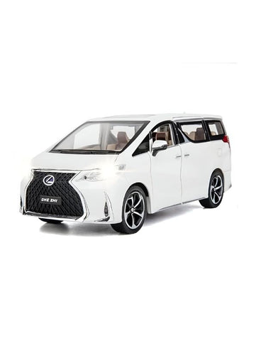 White - Lexus LM 300h Diecast Car – Pull Back Metal Toy with Sound, Lights & Open Doors | Luxury MPV Collectible Gift - Scale 1:24 - MD68.