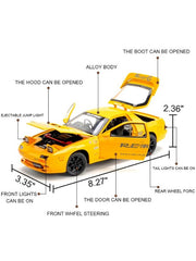 Yellow - Mazda RX-7 Elite Metal Diecast Car - Scale 1:32 - Alloy Edition
