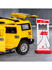 Yellow - Hummer H2 Diecast Car – Premium Metal Collectible Model with Light & Sound | Die-Cast Toy Vehicle for Kids & Collectors - Scale 1:24 - MD1442.