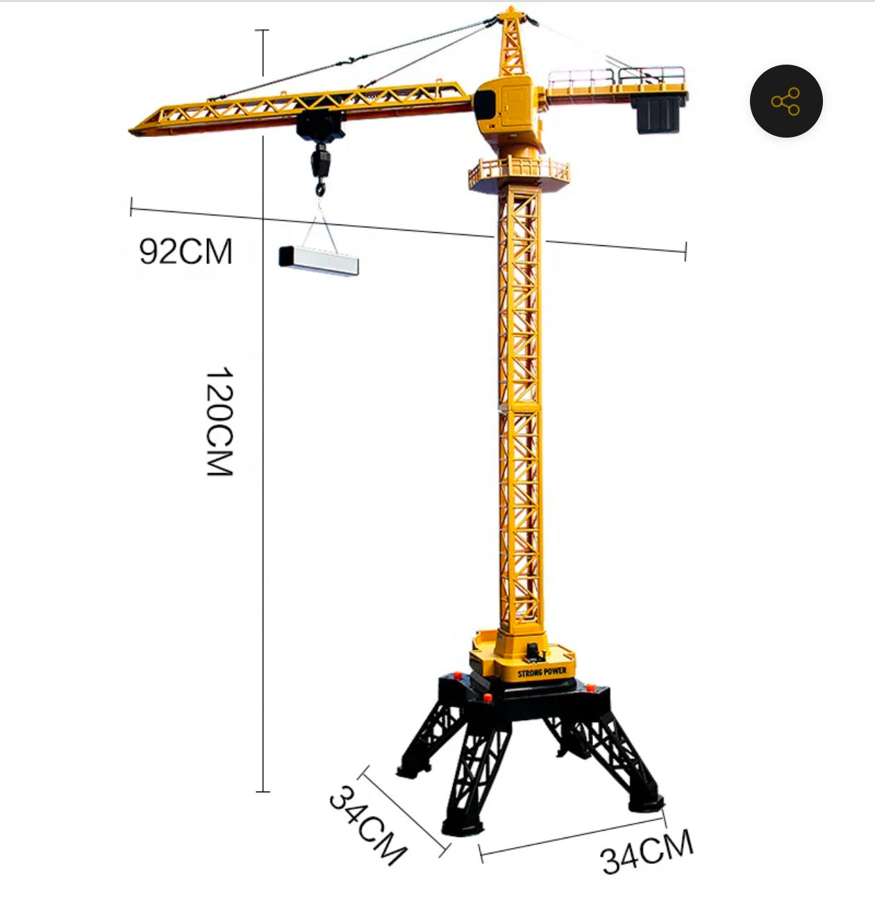 Huina 1585 12-Channel Remote Control Alloy Tower Crane (2026 Model) | Heavy-Duty RC Construction Crane