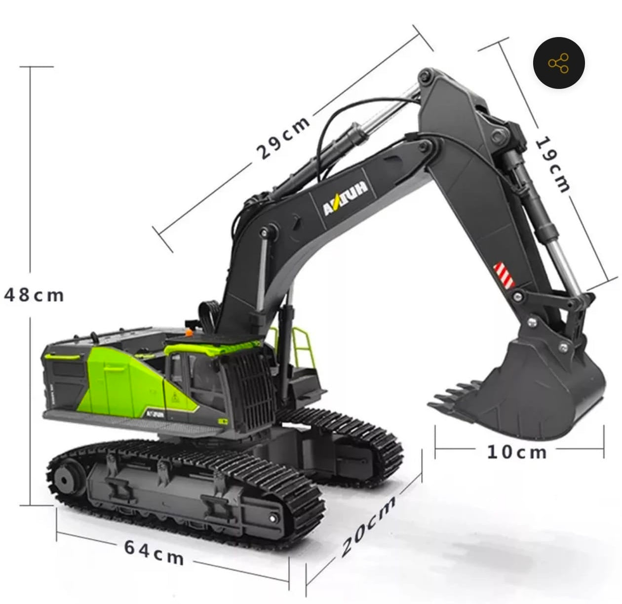 Huina 1593 1:14 Scale RC Excavator – Full Metal Hydraulic-Style Construction Vehicle