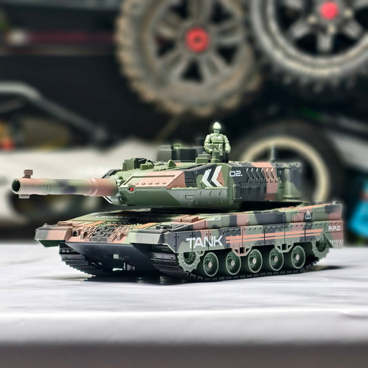 Army Tank with 360°Rotating Turret, Auto Demo, Sound & Smoke & Light, Military Vehicle remote control